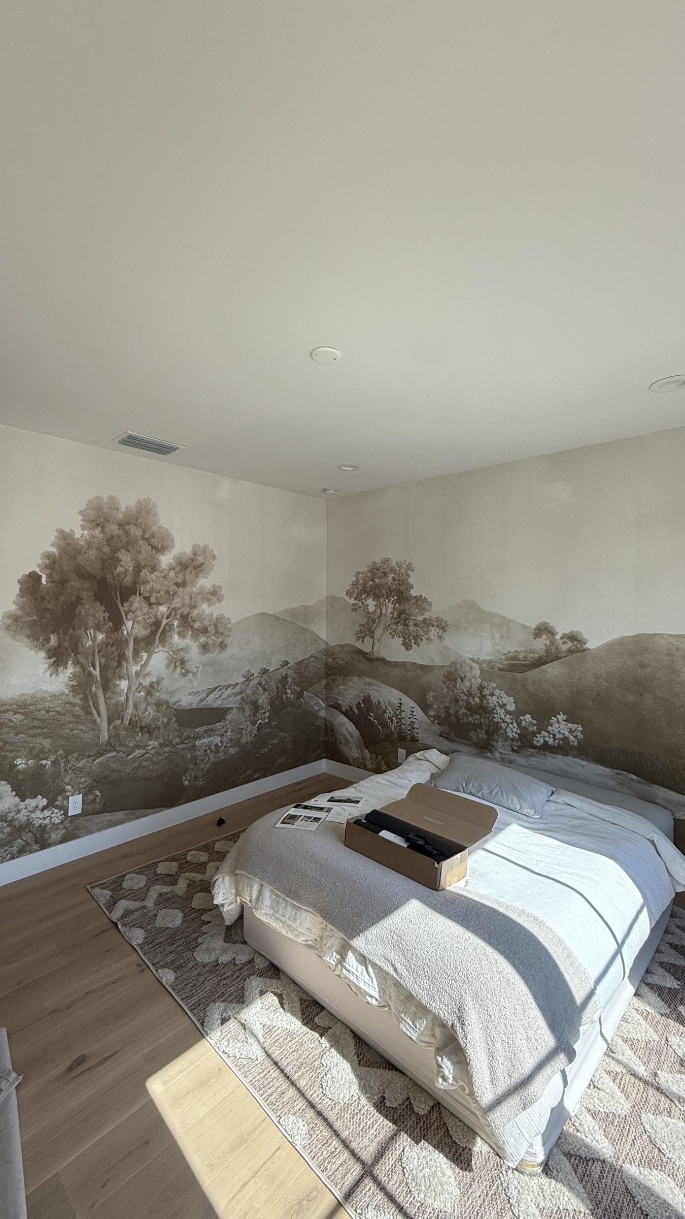 Scenic bedroom mural professionally installed by Doctor Paper